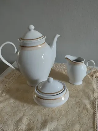 Set Servizio Caffè Porcellana Oro Bianco