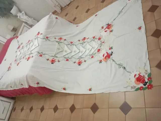 Manteleria Navida  Grande Santa Claus Flores borda