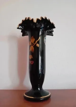 Vaso Bohemia Glass nero con oro