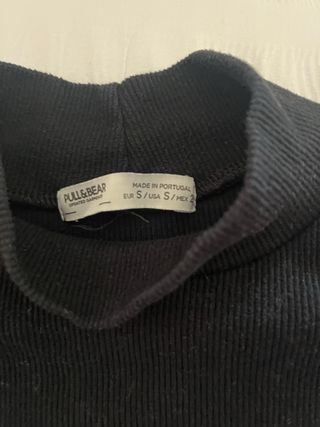Pull&Bear Top Negro Manga Larga