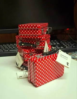 Set 5 Scatole Regalo Pois Rosse