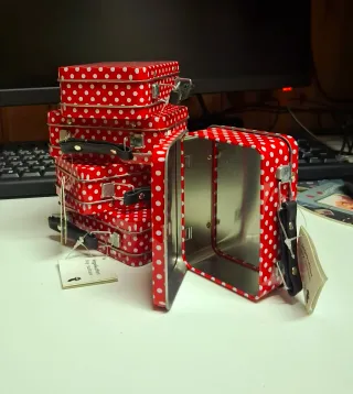 Set 5 Scatole Regalo Pois Rosse