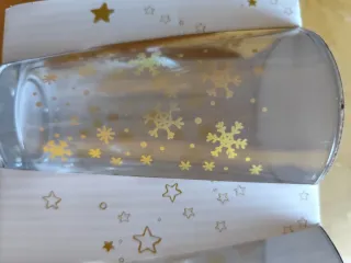 Bicchieri Natalizi Vetro Dorato Fiocchi Neve