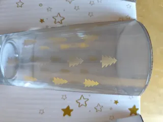 Bicchieri Natalizi Vetro Dorato Fiocchi Neve