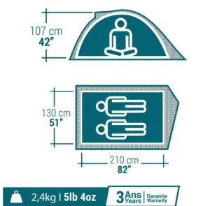 Tienda campaña Quechua MH100 2 personas