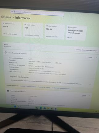 PC AMD 5800x/RTX 3070/ 1,2 TB SSD