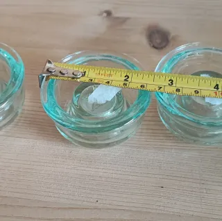 3 Portacandele in vetro con sottotono verdognolo