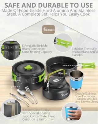 HOMGEN Juego Cocina Camping Ollas