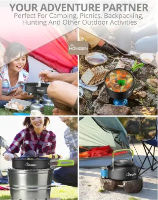 HOMGEN Juego Cocina Camping Ollas