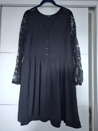 Abito donna nero maniche pizzo