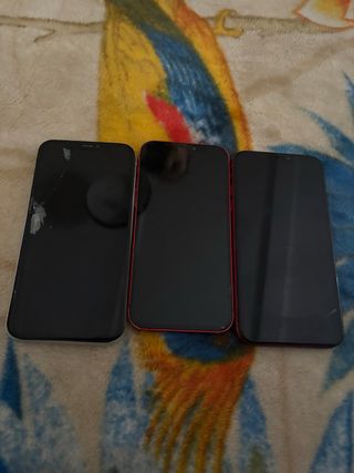 3 iPhones: 1 Blanco, 2 Rojos