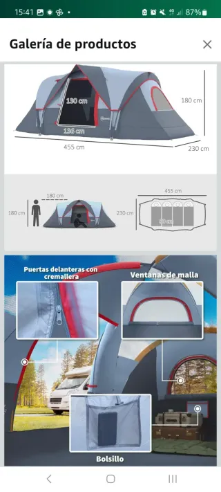 Tienda de campaña familiar Outsunny