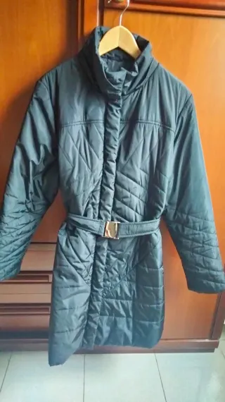 Giaccone donna nero con cintura taglia XXL Italia