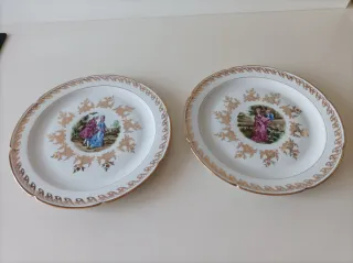 Sei piatti piani in porcellana