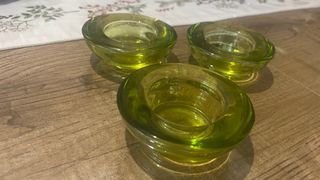 Set 3 Portacandele Vetro Verde