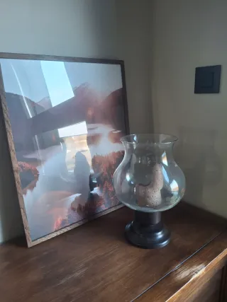 Portacandele Vintage in Cristallo e Legno