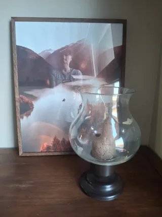 Portacandele Vintage in Cristallo e Legno