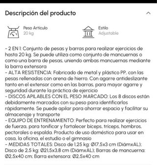 Banco de pesas y barra con discos