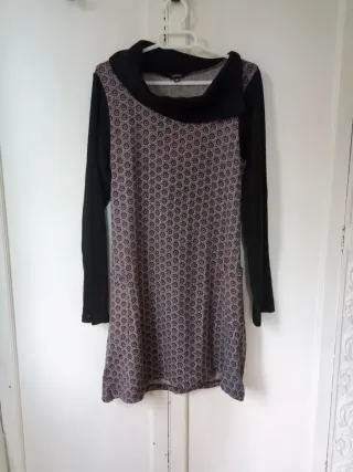 Vestido invierno estampado cuello vuelto T.M