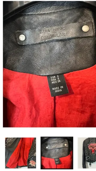 Chaqueta de cuero Zara con tachuelas y estampado