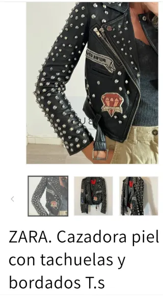 Chaqueta de cuero Zara con tachuelas y estampado