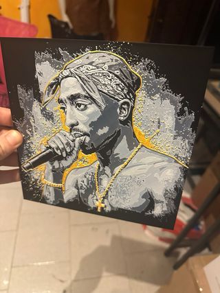 Stampa Tupac Hueforge 20x20 Oro Nero