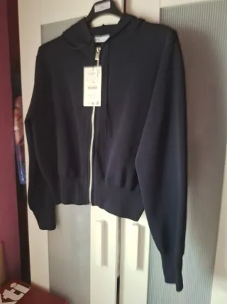 Sudadera Zara Negra Cremallera Talla l/xl