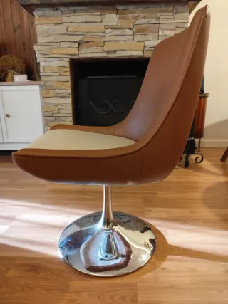 Silla Tulip Vintage Años 50 Piel y Metal