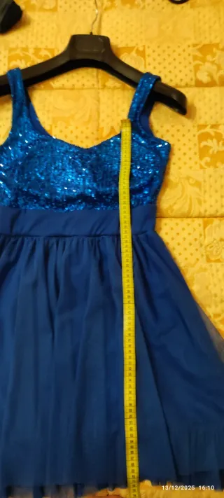 Mini abito da sera paillettes blu
