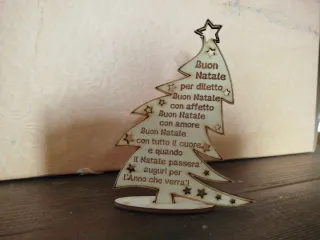 Alberello Natale Legno Scritta Auguri