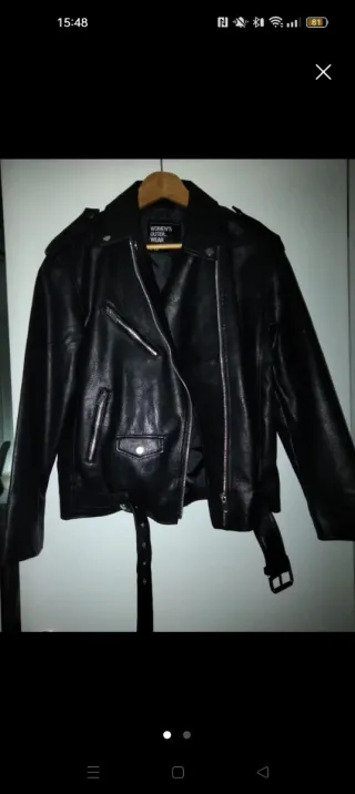 Chaqueta polipiel oversize negra