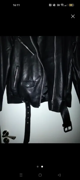 Chaqueta polipiel oversize negra