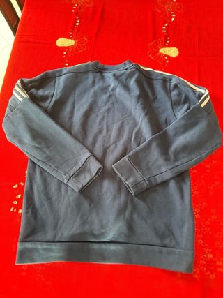 Felpa Adidas blu con strisce