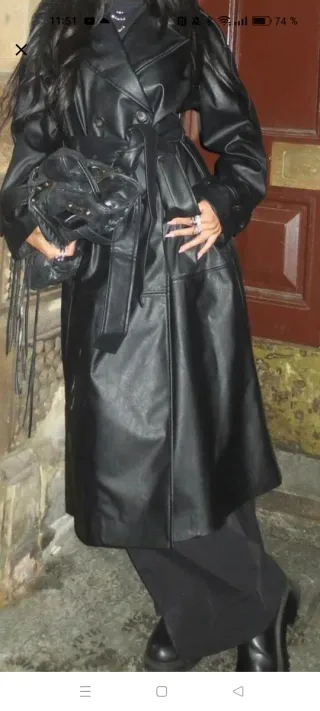 Trench efecto piel Zara negro