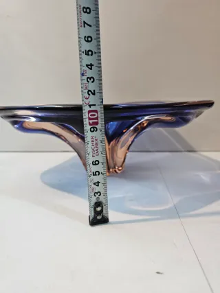 Cuenco de vidrio azul.Centro de mesa.