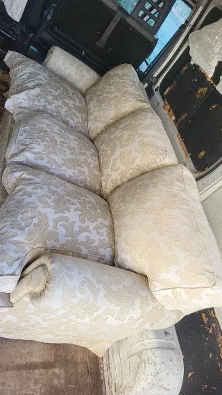 Divano 3 e 2 posti in tessuto beige