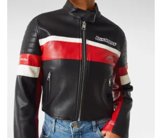 Chaqueta de cuero estilo racing