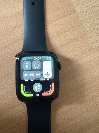 Reloj Inteligente Negro con Múltiples Iconos