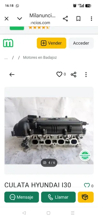 Culata Hyundai i30 GD 1.4 Gasolina 101 CV