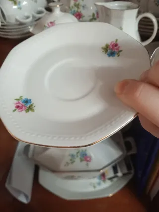 Set caffè porcellana decorato fiori anni 80