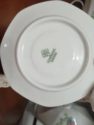 Set caffè porcellana decorato fiori anni 80