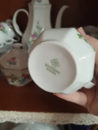 Set caffè porcellana decorato fiori anni 80