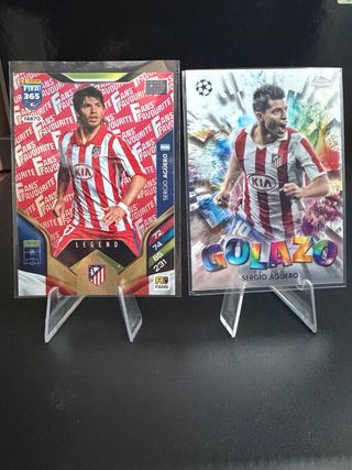 Lote 2 Tarjetas Sergio Agüero Atlético de Madrid