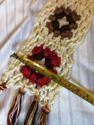 Bufanda Crochet Hecha a Mano 2m + Flecos