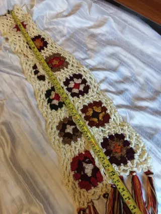 Bufanda Crochet Hecha a Mano 2m + Flecos