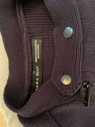 Cardigan Zara Uomo Tg S/M Blu misto cotone