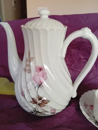 Juego de té Haviland porcelana flores rosas