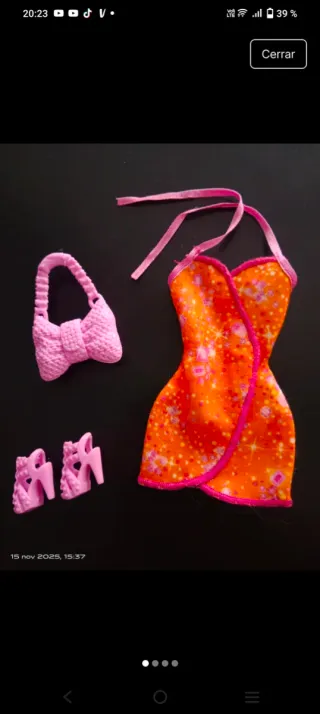 Conjunto Ropa Barbie: Vestido, Bolso y Zapatos