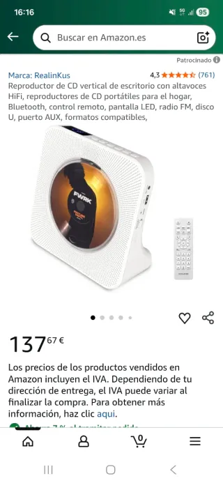 Reproductor CD Blanco