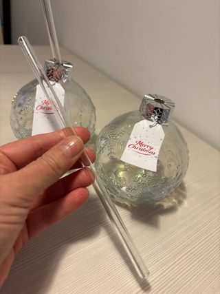 Set 2 Bicchieri Pallina Natale Vetro